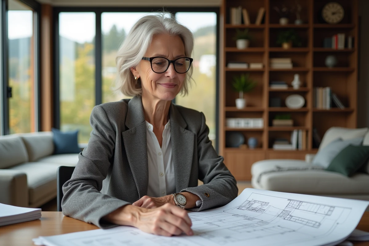 Architecte femme dans un intérieur élégant et lumineux